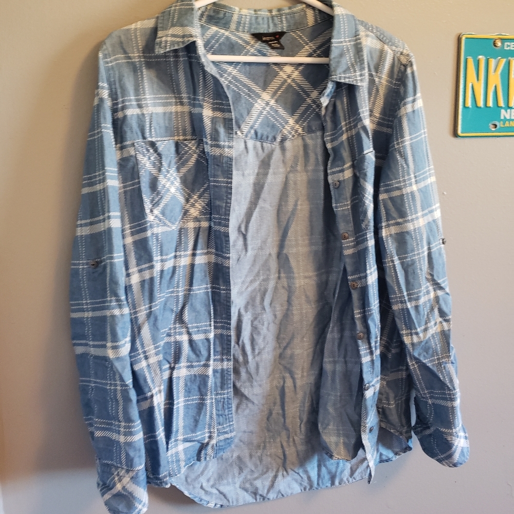 Denim stripes casual button down